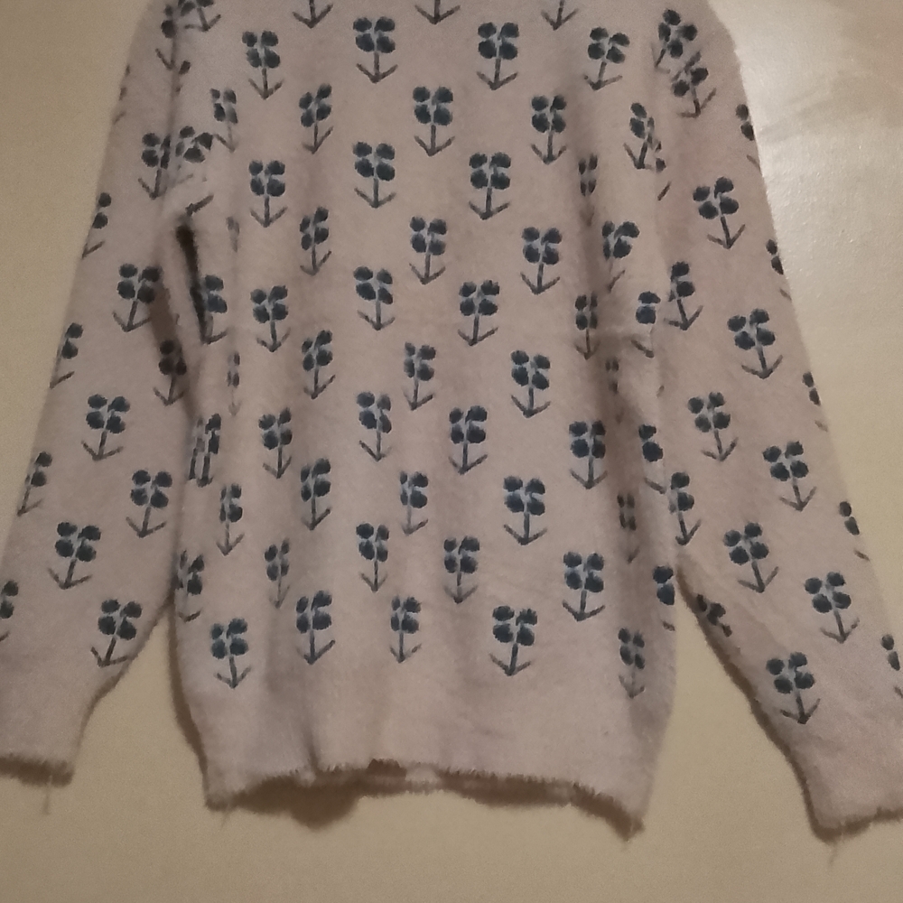 Floral Patterned Cream Sweater